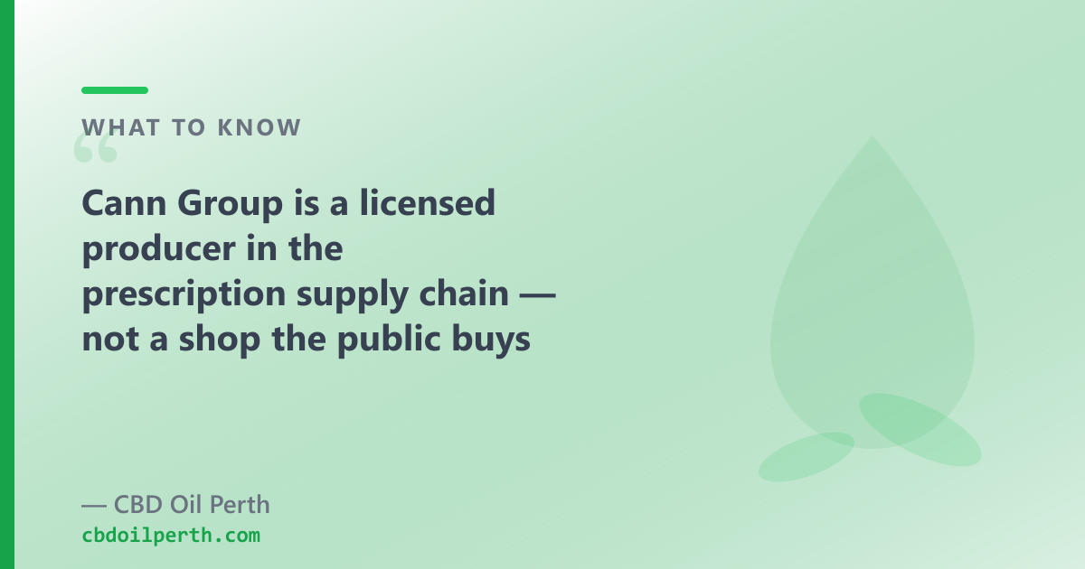 Cann Group is a licensed producer of prescription medical cannabis; OTC CBD oil is a different route
